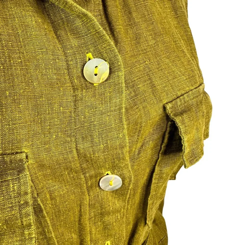 Nolt Milano Womens Jacket safari utility coat Linen  Size green color - Picture 5 of 8